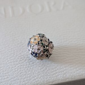 Authentic Retired Pandora Sterling Silver Enamel Flower Bouquet Charm